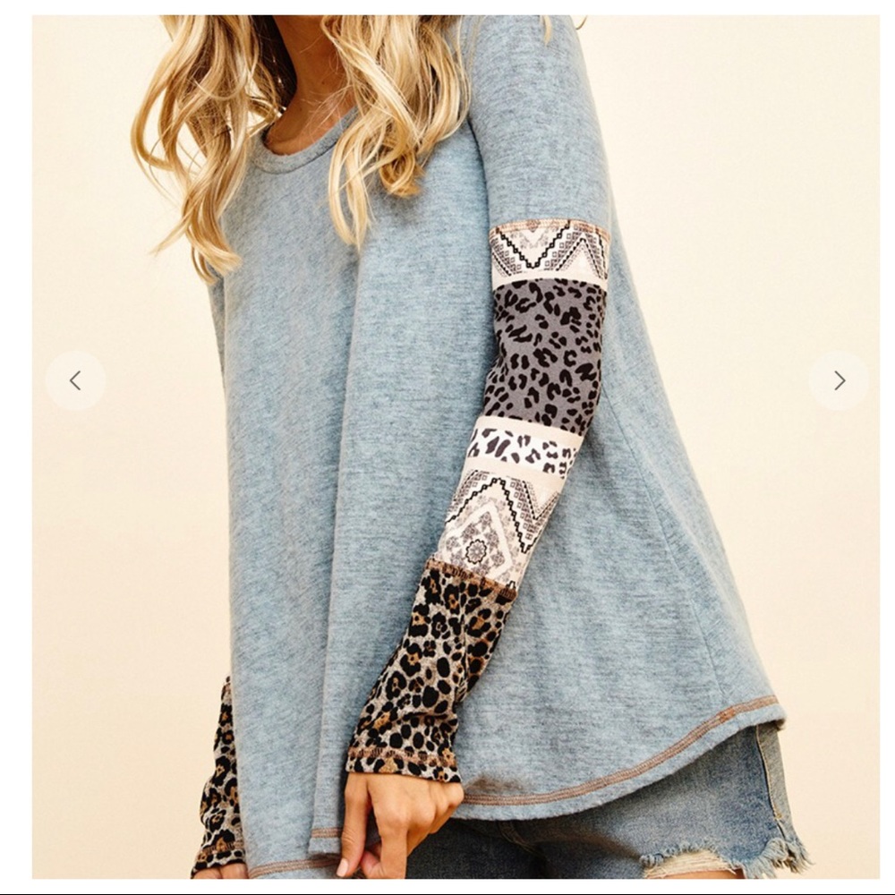 Bohemian Print Fabulous long  contrast detail sleeves perfect top - Picture 3 of 4
